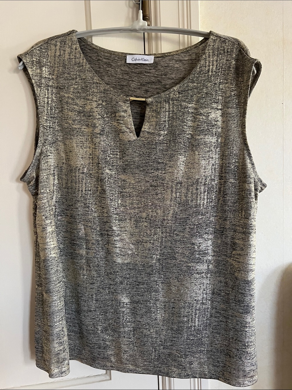Calvin Klein Metallic gold/grey Knit Keyhole Tank